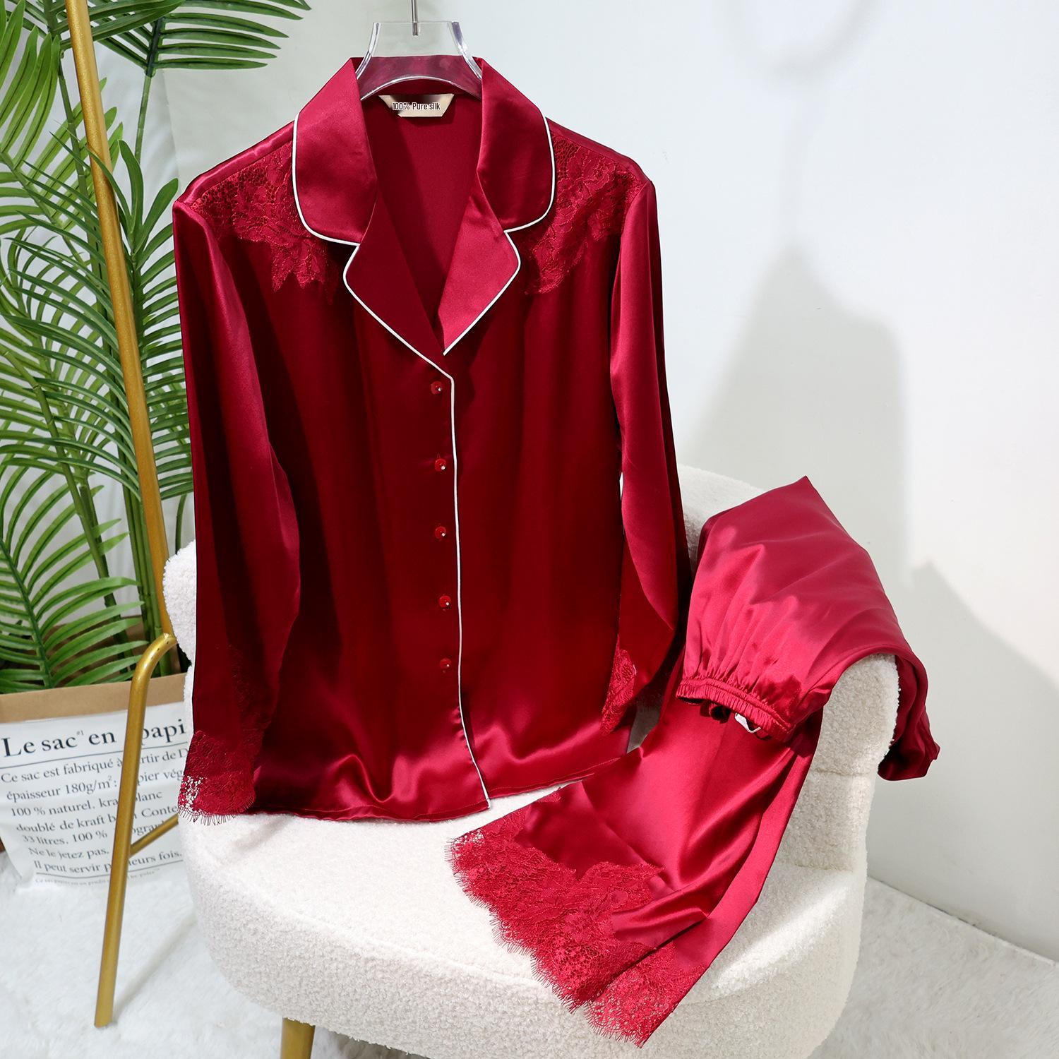 Women s Luxury Mulberry Silk Pajamas with Lace - Long Sleeve, High-End Feel M
Women s Luxury Mulberry Silk Pajamas with Lace - Long Sleeve, High-End Feel M