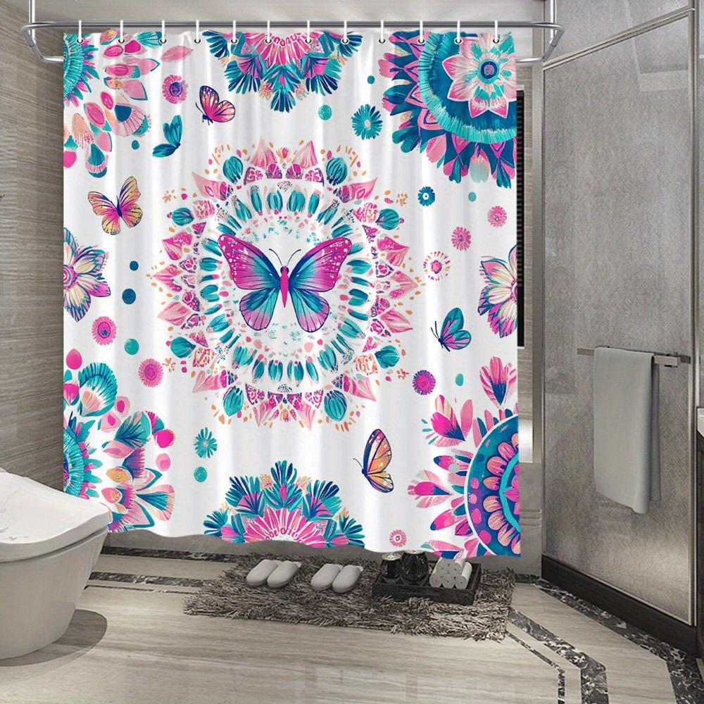 1Pc Bohemian Mandala Shower Curtain With Butterflies & Flowers - Vibrant Teal, Pink, Blue Geometric Design On White Background W60H190(CM)-1 Pcs
1Pc Bohemian Mandala Shower Curtain With Butterflies & Flowers - Vibrant Teal, Pink, Blue Geometric Design On White Background W60H190(CM)-1 Pcs