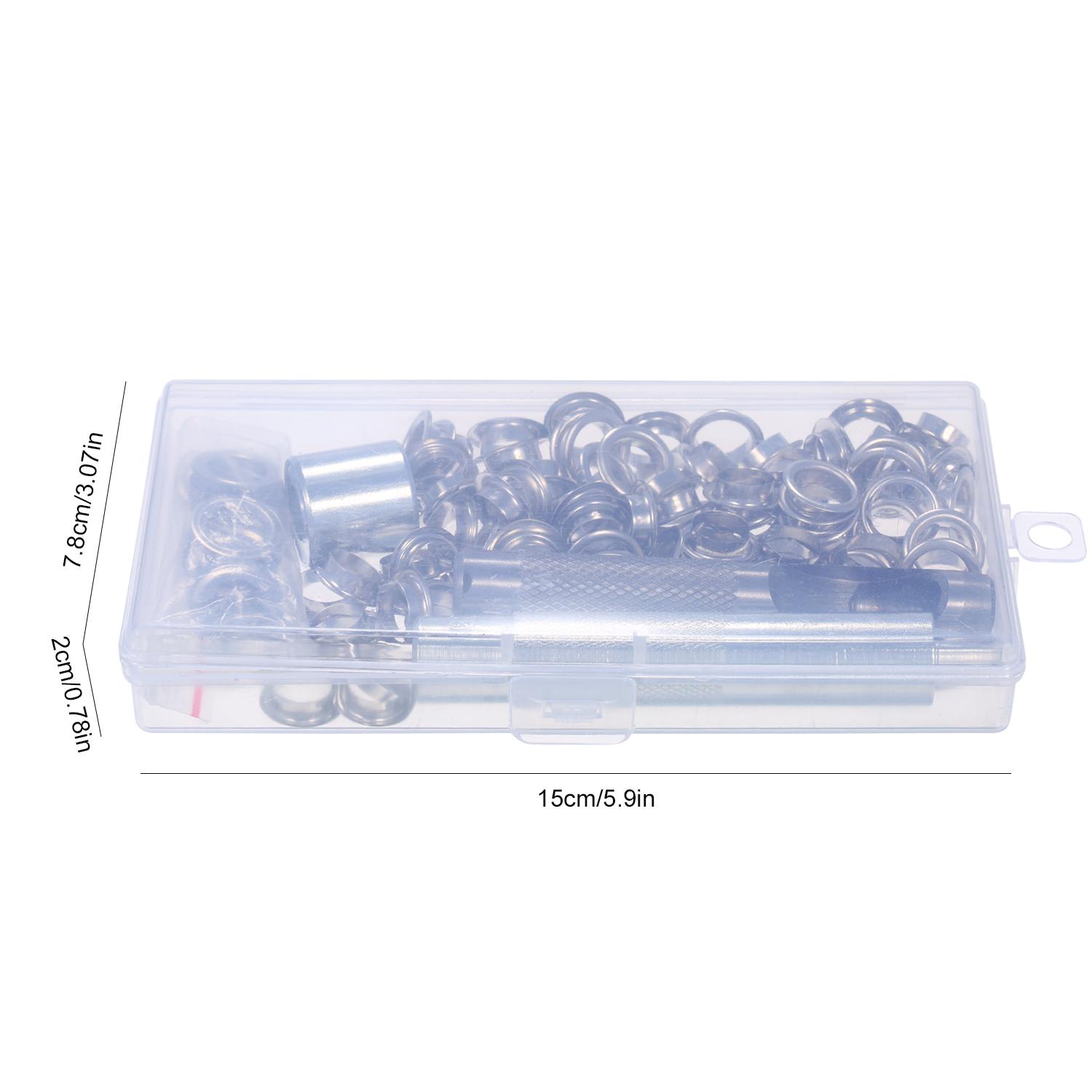 100 Sets 10mm 3/8-inch Grommet Kit Silver Sewing Eyelet Kit with Installation Tools Hole Puncher Storage Box for Leather Fabric
100 Sets 10mm 3/8-inch Grommet Kit Silver Sewing Eyelet Kit with Installation Tools Hole Puncher Storage Box for Leather Fabric