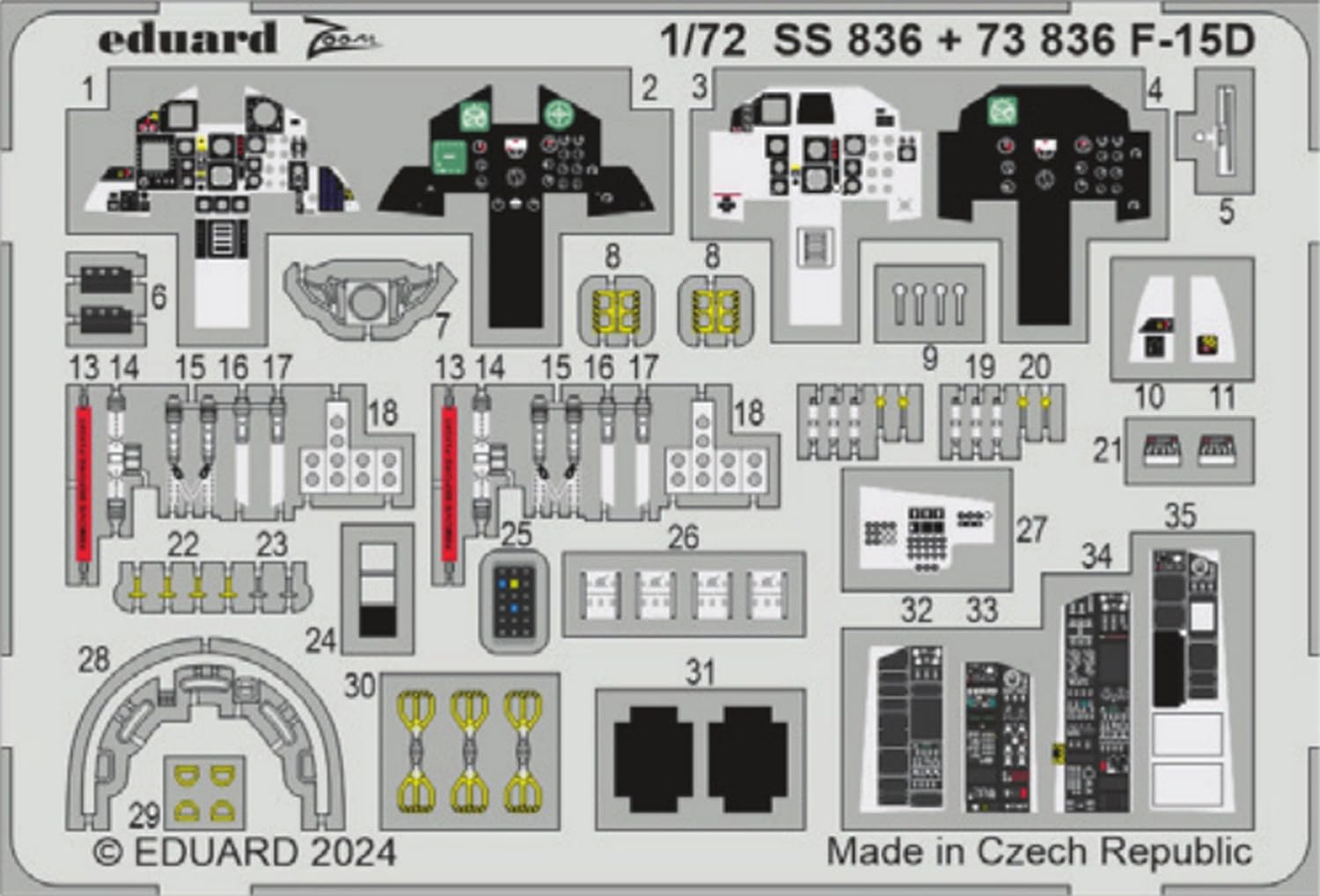 Eduard 1/72 Серия Zoom F-15D Фототравление (для Fine Molds) Детали для пластиковой модели EDUSS836
Eduard 1/72 Серия Zoom F-15D Фототравление (для Fine Molds) Детали для пластиковой модели EDUSS836
