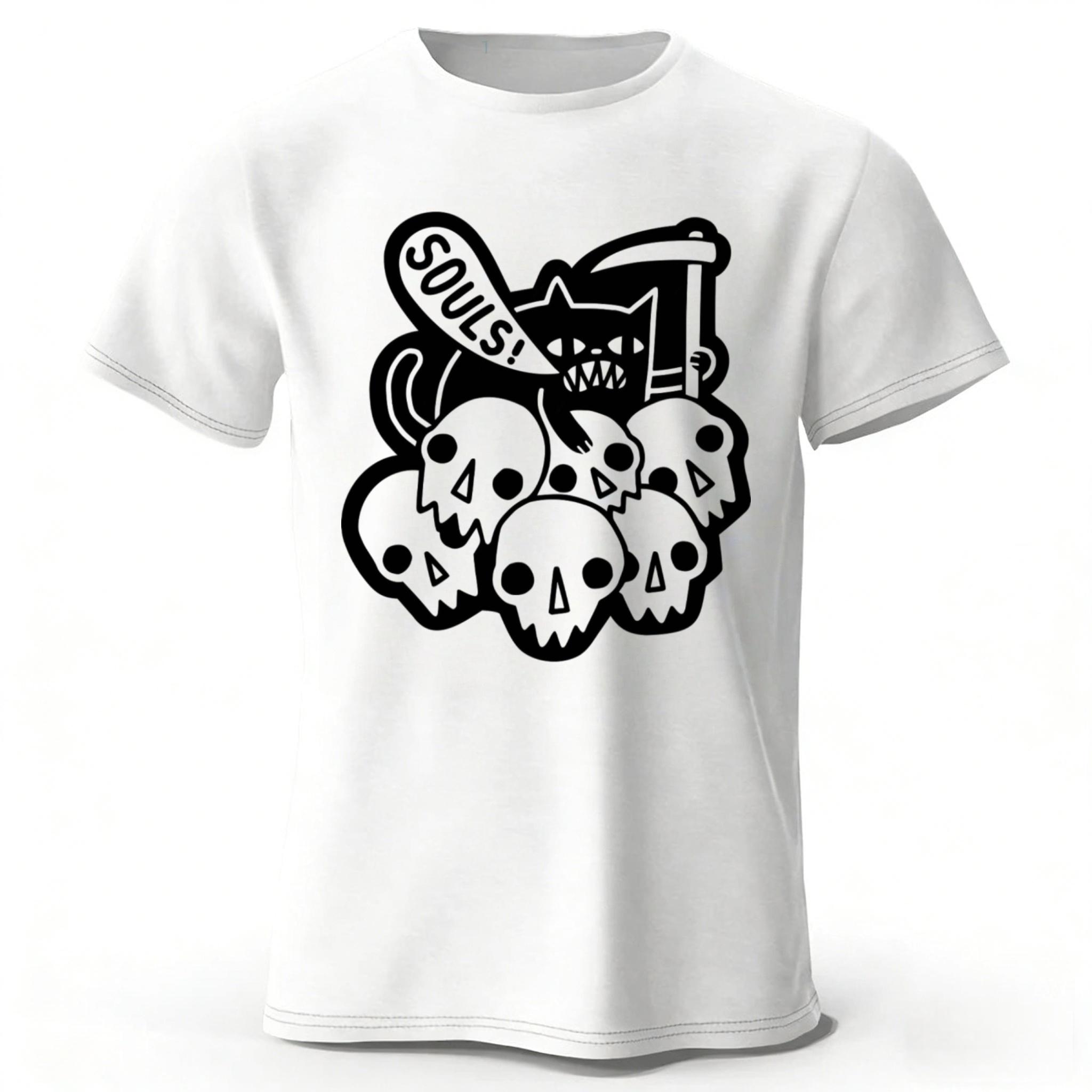 Black Cat Printed Pure Cotton T-shirt for Harvesting Souls Men Fashion Casual Plus Size Short Sleeves Soft Tops XL білий
Black Cat Printed Pure Cotton T-shirt for Harvesting Souls Men Fashion Casual Plus Size Short Sleeves Soft Tops XL білий