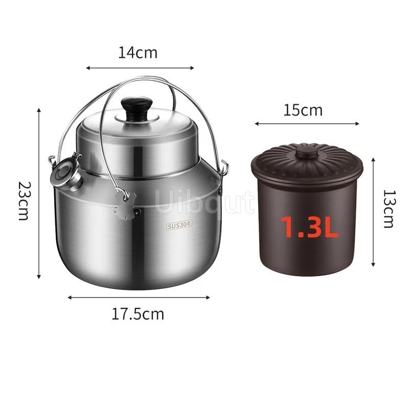 Водонепроницаемая ручная кастрюля для тушения из нержавеющей стали 304, керамическая кастрюля для тушения, набор для приготовления пищи, герметичный керамический набор посуды серебряный