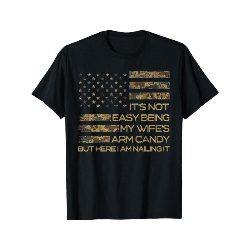 Mens Fun Camouflage American Flag Tshirt with the slogan Being My Wife is Not That Easy Black Shirt with Gold Star Tshirt 4XL
Mens Fun Camouflage American Flag Tshirt with the slogan Being My Wife is Not That Easy Black Shirt with Gold Star Tshirt 4XL