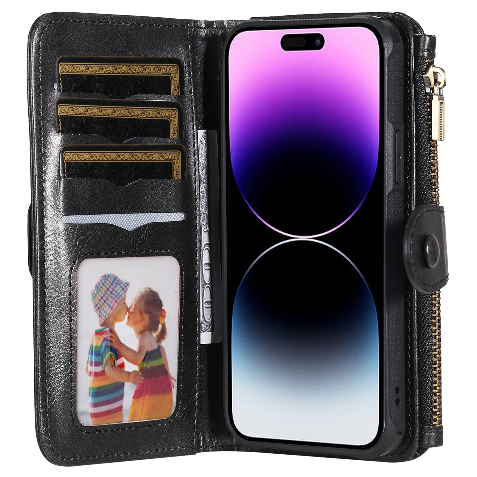 For iPhone 14 Pro Max Magnetic Case Detachable PU Leather Zipper Wallet Cover Black
For iPhone 14 Pro Max Magnetic Case Detachable PU Leather Zipper Wallet Cover Black
