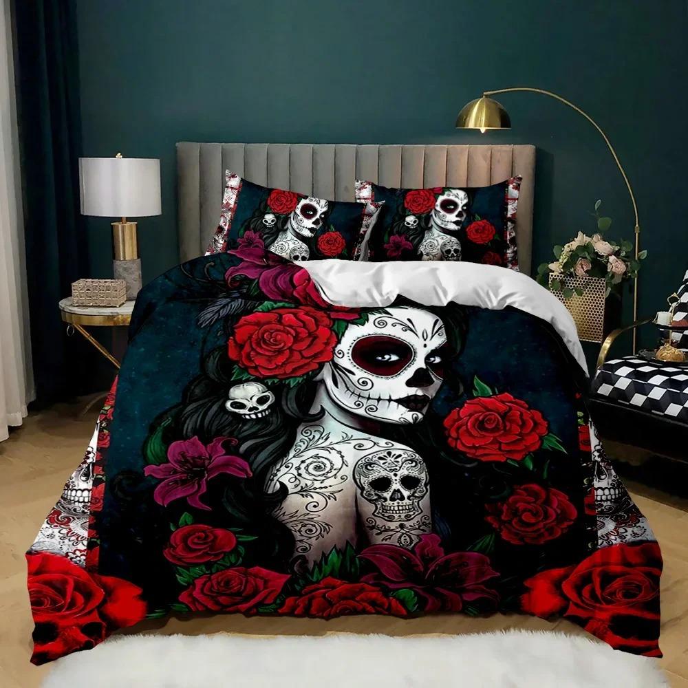 Skull Duvet Cover Red Rose Skeleton Queen Floral Skeleton Traditional Mexican Halloween Double Queen King 70x133cm 2pcs
Skull Duvet Cover Red Rose Skeleton Queen Floral Skeleton Traditional Mexican Halloween Double Queen King 70x133cm 2pcs
