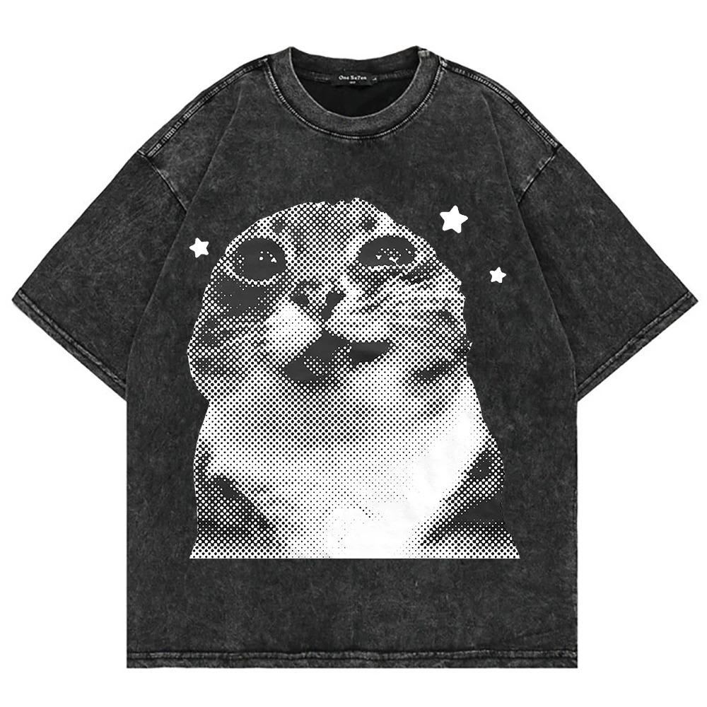 Свободная черная футболка с коротким рукавом, с вирусным принтом Pop Cat Meme и звездным графическим принтом в стиле полутон, для любителей кошек и поклонников уличной моды L
Свободная черная футболка с коротким рукавом, с вирусным принтом Pop Cat Meme и звездным графическим принтом в стиле полутон, для любителей кошек и поклонников уличной моды L