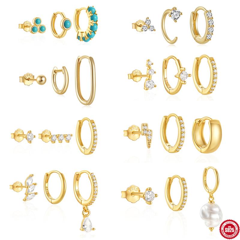 3-Piece Set, Simple S925 Sterling Silver Ins Style Turquoise Fashion Versatile Classic Set Earrings Women
3-Piece Set, Simple S925 Sterling Silver Ins Style Turquoise Fashion Versatile Classic Set Earrings Women