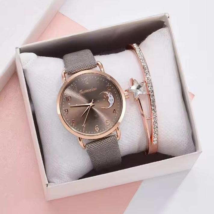 New Women S Quartz Watch Set Pu With Moon Pattern Dial With Calendar Watch Bulk price
New Women S Quartz Watch Set Pu With Moon Pattern Dial With Calendar Watch Bulk price