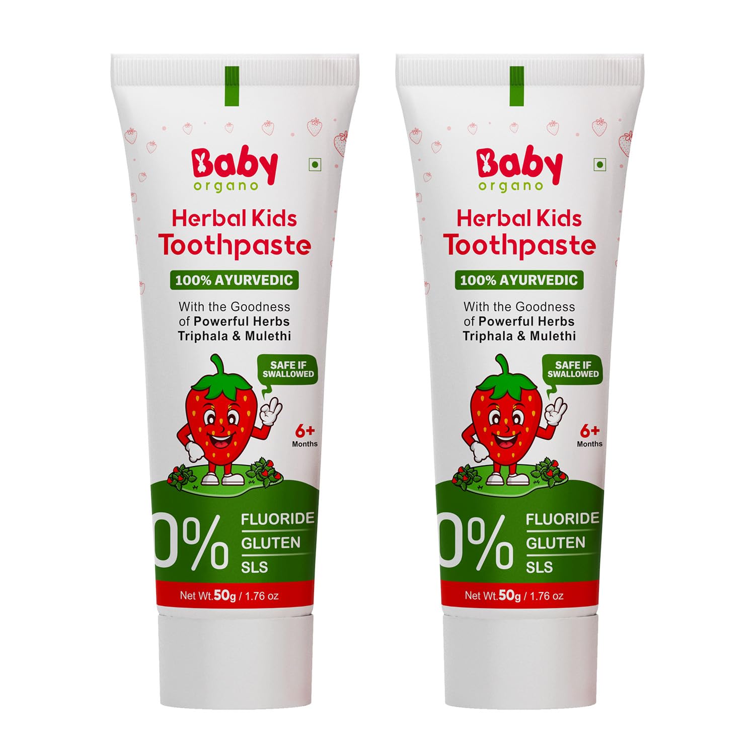 BabyOrgano® Herbal Toothpaste for kids l 100% Ayurvedic l Non Gel Formula l goodness of Babool and Mulethi l Strawberry Flavour- 50gm (Pack of 2)
BabyOrgano® Herbal Toothpaste for kids l 100% Ayurvedic l Non Gel Formula l goodness of Babool and Mulethi l Strawberry Flavour- 50gm (Pack of 2)