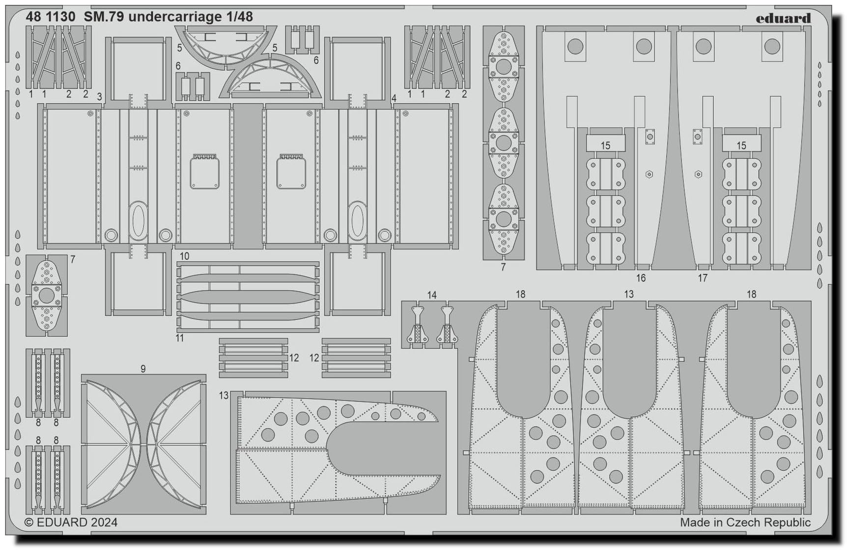 Эдуард 1/48 SM.79 Sparviero Детали фототравления для шасси (для Эдуарда) Детали для пластиковой модели EDU481130
Эдуард 1/48 SM.79 Sparviero Детали фототравления для шасси (для Эдуарда) Детали для пластиковой модели EDU481130