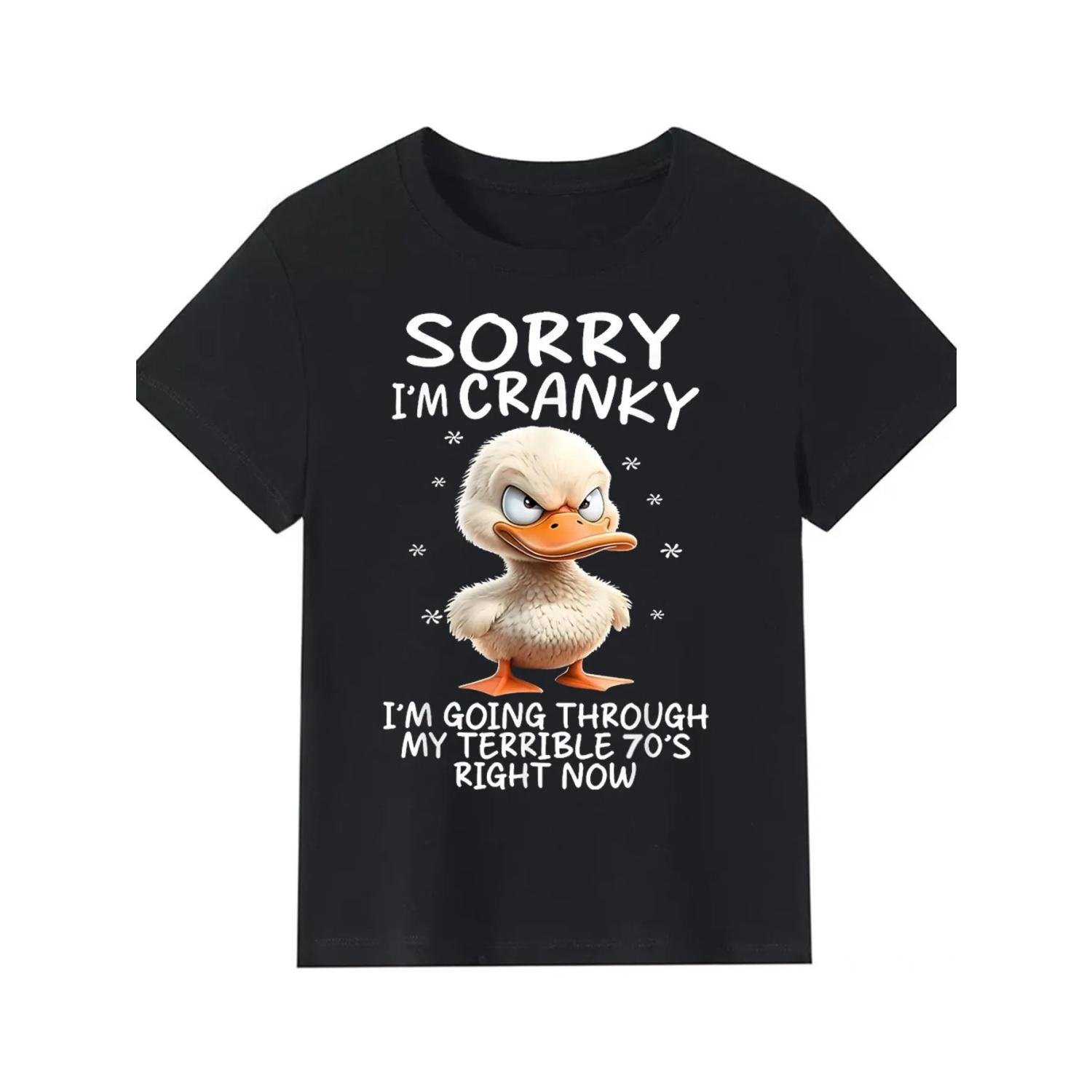 Funny 70s Retro Duck Pattern T-shirt - _Sorry I m Bad Tempered_ Nostalgic Printed Top Humorous Trendy Shirt S чёрный
Funny 70s Retro Duck Pattern T-shirt - _Sorry I m Bad Tempered_ Nostalgic Printed Top Humorous Trendy Shirt S чёрный