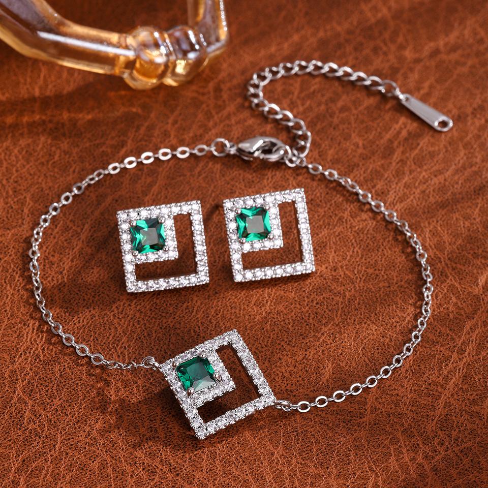 ZAKOL Brand Geometric Square Green Zircon Earring&Bracelets Zircon Set For Women Exquisite Buling Crystal Wedding Party Zircon
ZAKOL Brand Geometric Square Green Zircon Earring&Bracelets Zircon Set For Women Exquisite Buling Crystal Wedding Party Zircon