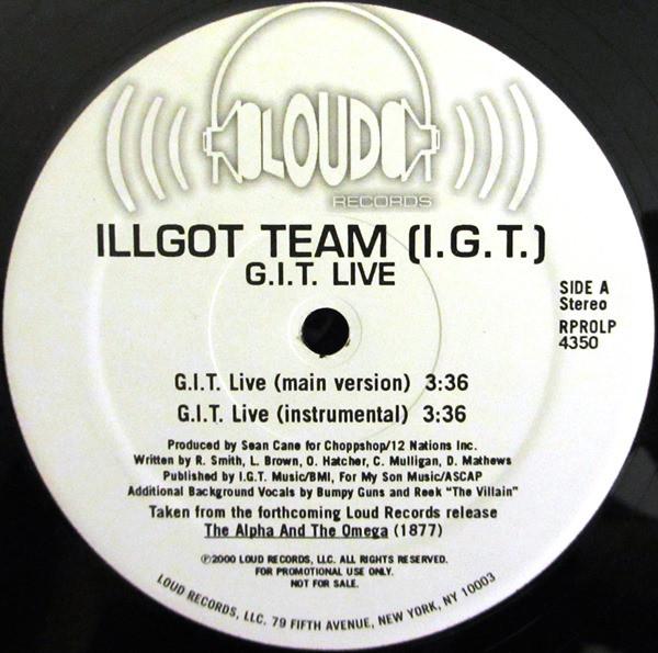 12inch Record I.G.T. - G.I.T. Live RPROLP4350PROMO Loud Records 2000 US Rap & Hip-Hop/R&B Used
12inch Record I.G.T. - G.I.T. Live RPROLP4350PROMO Loud Records 2000 US Rap & Hip-Hop/R&B Used