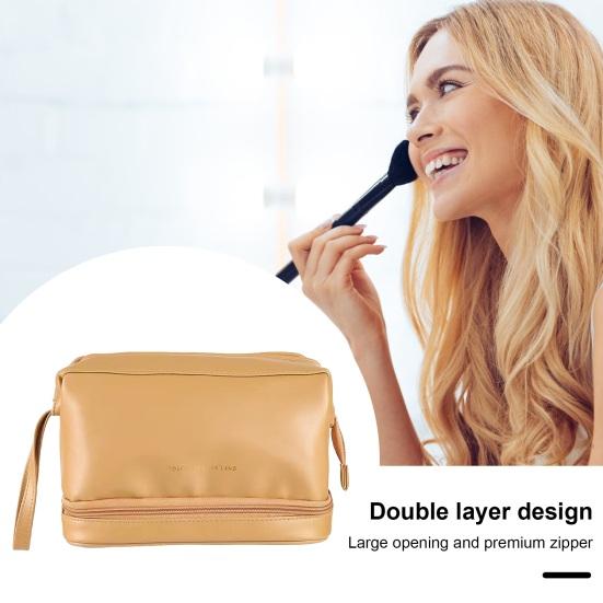 Водонепроницаемая двухслойная универсальная косметичка Cloud для хранения, портативная косметичка для женщин, аксессуары бежевый 
Водонепроницаемая двухслойная универсальная косметичка Cloud для хранения, портативная косметичка для женщин, аксессуары бежевый