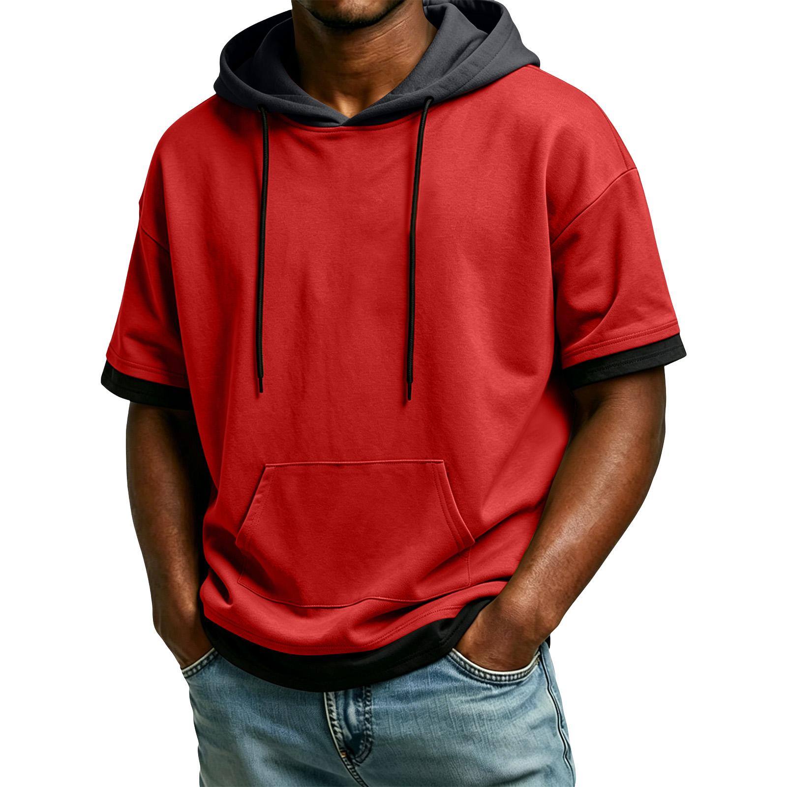 Men s Summer Hooded Fake Two Piece Pocket Top Men s Casual Comfortable Short Sleeved Shirt XL червоний
Men s Summer Hooded Fake Two Piece Pocket Top Men s Casual Comfortable Short Sleeved Shirt XL червоний