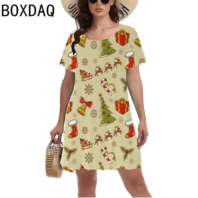 Lady s new Christmas-themed 3D printed deer pattern short-sleeved summer dress, short-sleeved round-neck casual style dress XL
Lady s new Christmas-themed 3D printed deer pattern short-sleeved summer dress, short-sleeved round-neck casual style dress XL
