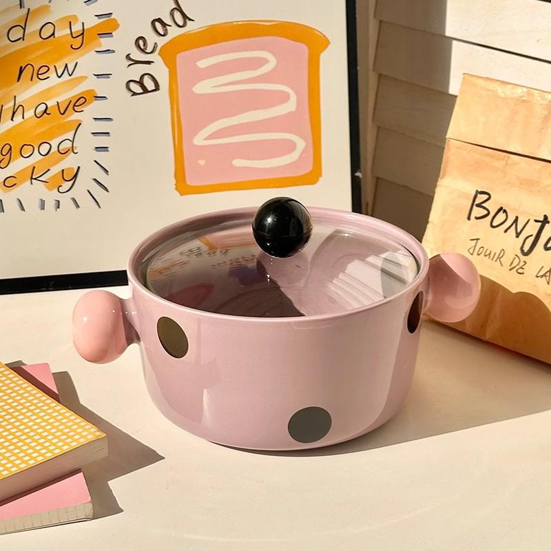 Polka Dot Binural Soup Bowl New Students Dormitory High Aesthetic Instant Noodles Bowls Underglaze Color Ceramic Tableware 16 cm фіолетовий
Polka Dot Binural Soup Bowl New Students Dormitory High Aesthetic Instant Noodles Bowls Underglaze Color Ceramic Tableware 16 cm фіолетовий