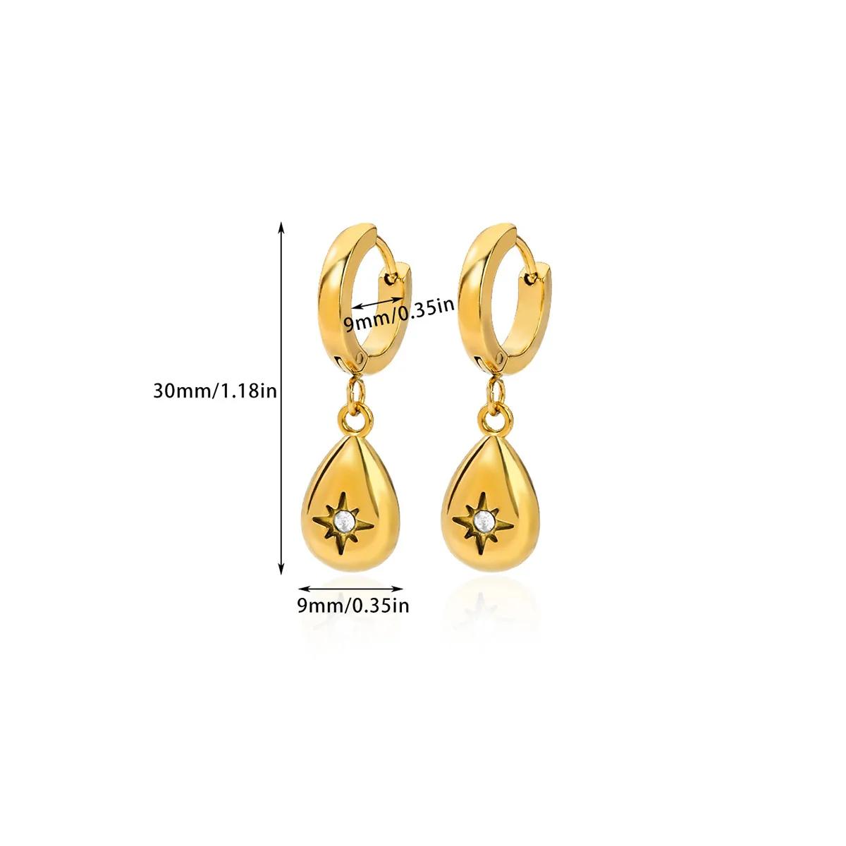 Exquisite CZ Star Heart Hoop Earrings For Women Elegant Romantic Stainless Steel Water Droplet Moon Pendant Earring Jewelry Gift Gold
Exquisite CZ Star Heart Hoop Earrings For Women Elegant Romantic Stainless Steel Water Droplet Moon Pendant Earring Jewelry Gift Gold