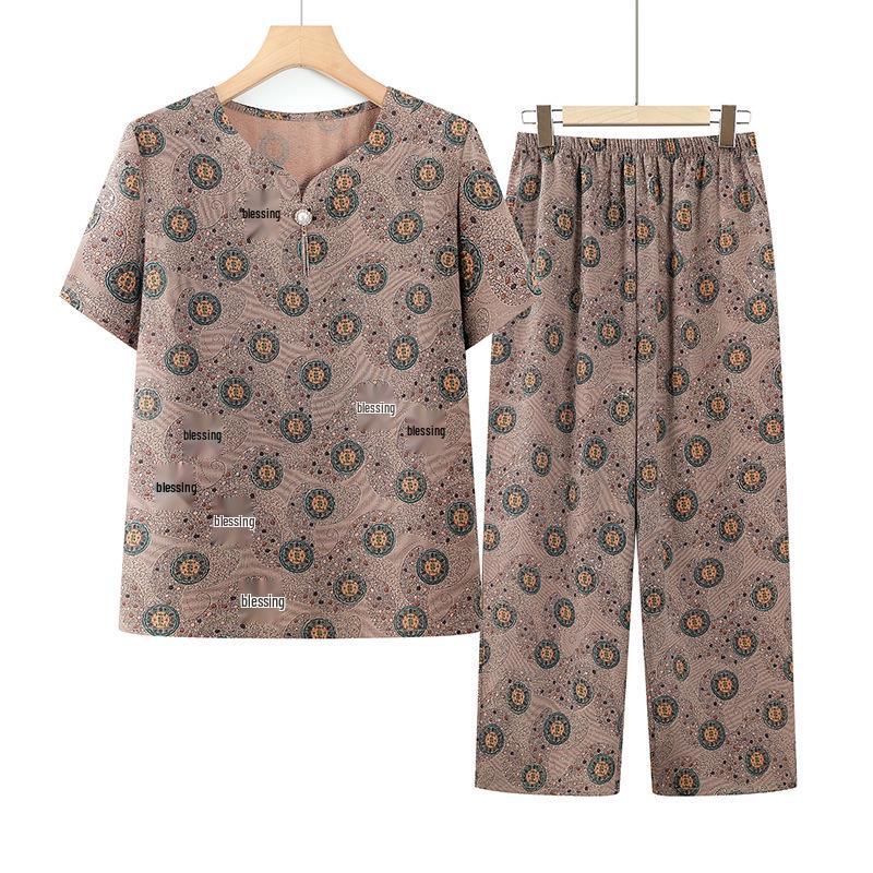 Floral Summer Two-Piece Set for Women (Aged 60-70) - Round Neck, Short Sleeve Top & Pants 3XL -- For 125-135 lbs синий
Floral Summer Two-Piece Set for Women (Aged 60-70) - Round Neck, Short Sleeve Top & Pants 3XL -- For 125-135 lbs синий