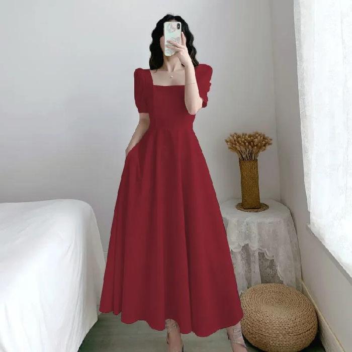 Bubble sleeves square neck white Hepburn light and mature style dress women s white skirt waist and thin temperament knee long dress summer 2XL бордовий
Bubble sleeves square neck white Hepburn light and mature style dress women s white skirt waist and thin temperament knee long dress summer 2XL бордовий