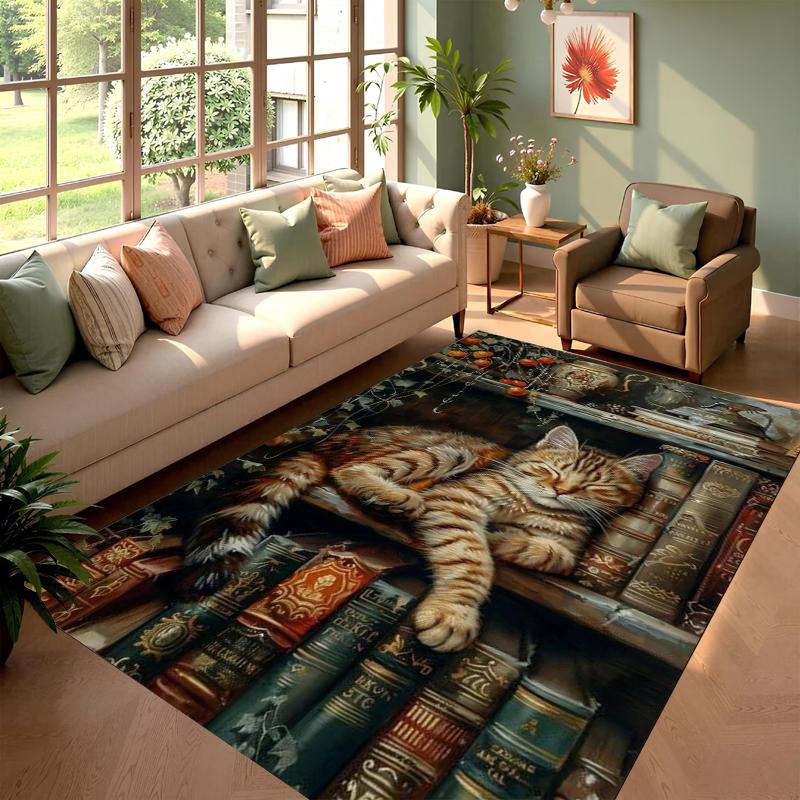 Artistic Vintage Cat Rug Orange Tabby on Books Print Non-slip Washable Durable Floor Mat for Living Room Bedroom Decor 40X60cm
Artistic Vintage Cat Rug Orange Tabby on Books Print Non-slip Washable Durable Floor Mat for Living Room Bedroom Decor 40X60cm