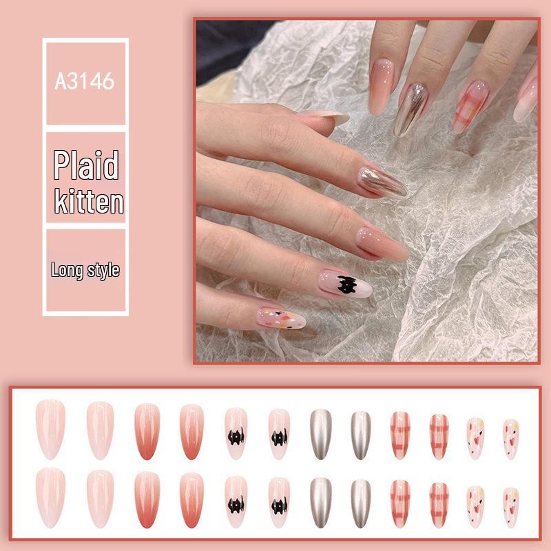 Gradient Plaid Cartoon Kitten Wearable Nail Patches - Sweet & Cool Manicure for Students
Gradient Plaid Cartoon Kitten Wearable Nail Patches - Sweet & Cool Manicure for Students