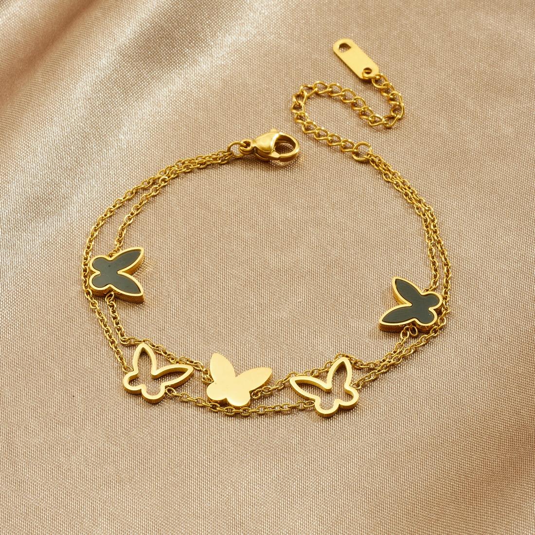 316L Stainless Steel Black Shell Inlay Hollow Butterfly Double-Layer Bracelet Women Romantic Trend Non-Fading Jewelry
316L Stainless Steel Black Shell Inlay Hollow Butterfly Double-Layer Bracelet Women Romantic Trend Non-Fading Jewelry