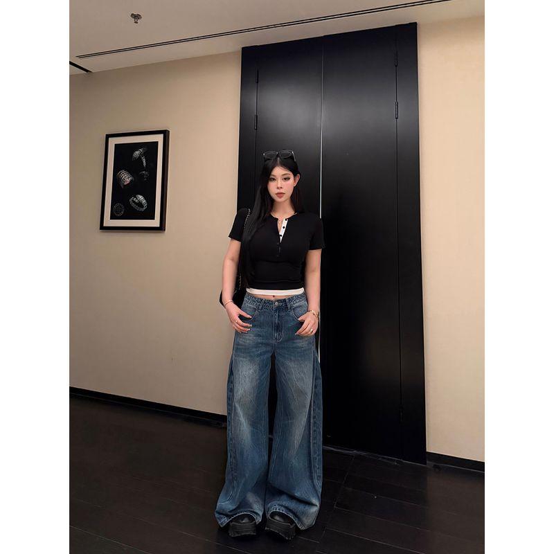 Black Ze Xuan Qi Slightly Oversized Girls Plus Size Summer Straight-leg Micro Machete Denim Women s Loose Casual Lazy Wind Long Pants Blue M
Black Ze Xuan Qi Slightly Oversized Girls Plus Size Summer Straight-leg Micro Machete Denim Women s Loose Casual Lazy Wind Long Pants Blue M