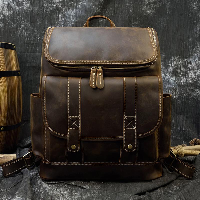 Big Capacity Vintage Leather Backpack Laptop Travel Bagpack Men Male Cowskin Backpack Retro Style Travel Bag Brown 42cm темно-коричневого кольору
Big Capacity Vintage Leather Backpack Laptop Travel Bagpack Men Male Cowskin Backpack Retro Style Travel Bag Brown 42cm темно-коричневого кольору
