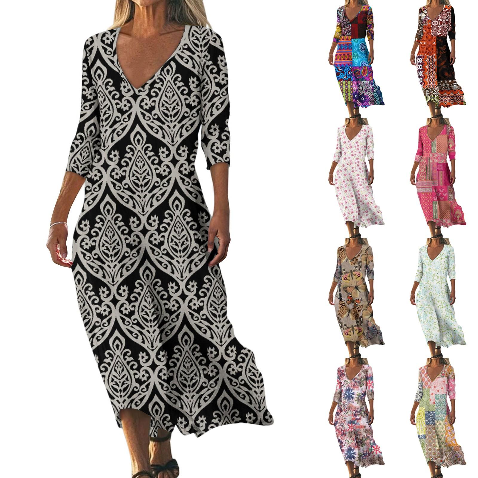 Dresses For Womens Vintage Print Tunic Waisted Midi Dress Summer Casual 3/4 Sleeve Dress XL синій
Dresses For Womens Vintage Print Tunic Waisted Midi Dress Summer Casual 3/4 Sleeve Dress XL синій