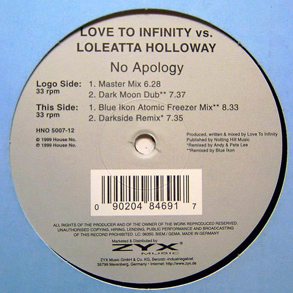 12inch Record LOVE TO INFINITY, LOLEATTA HOLLOWAY - No Apology HNO500712 House No. 1999 Germany Dance & Electronica Used
12inch Record LOVE TO INFINITY, LOLEATTA HOLLOWAY - No Apology HNO500712 House No. 1999 Germany Dance & Electronica Used