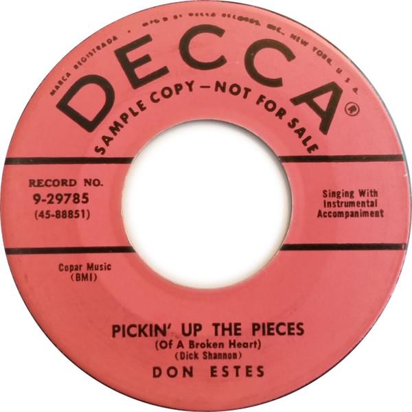 7inch Record DON ESTES - Pickin Up The Pieces (Of A Broken 929785PROMO Decca 1956 US Rock Used
7inch Record DON ESTES - Pickin Up The Pieces (Of A Broken 929785PROMO Decca 1956 US Rock Used