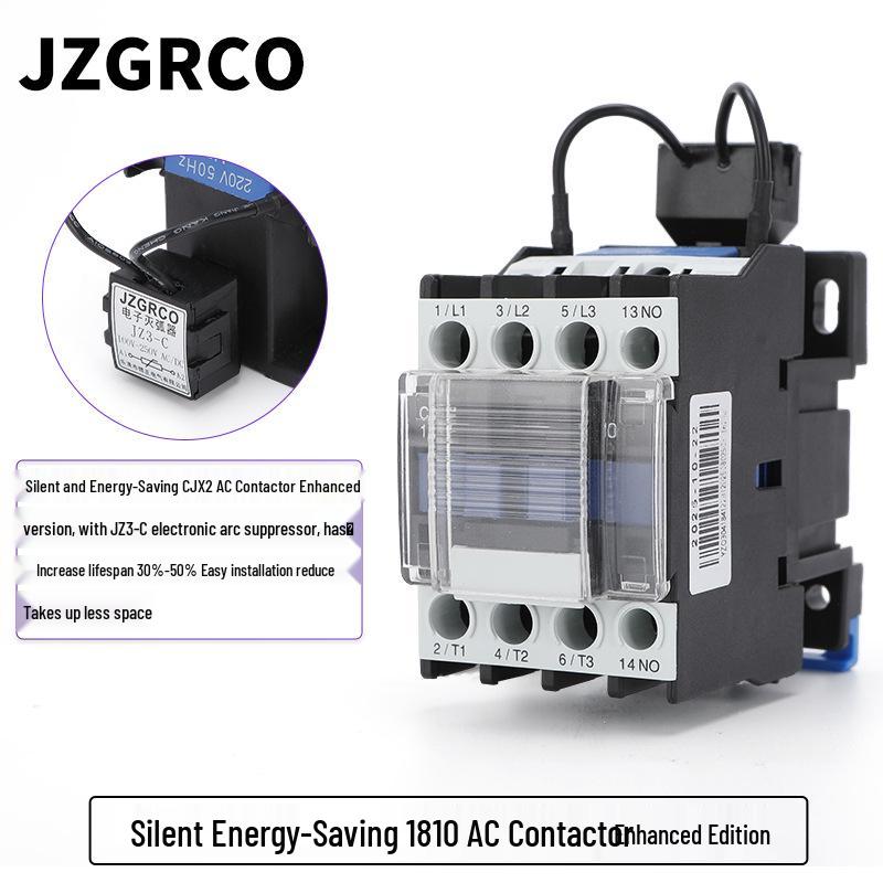 CJX2-1810 Silent Energy-Saving AC Contactor with Electronic Arc Suppressor, 1 NO, 220/380V
CJX2-1810 Silent Energy-Saving AC Contactor with Electronic Arc Suppressor, 1 NO, 220/380V