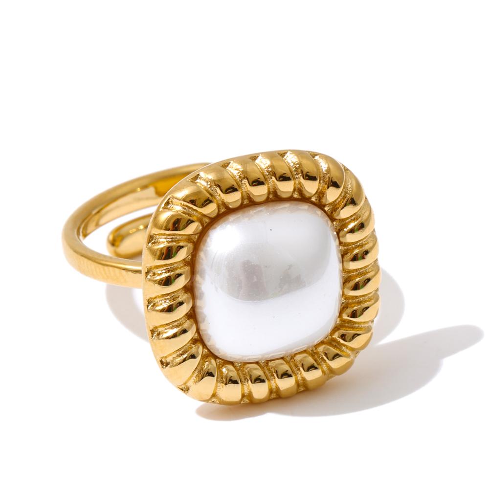 Yhpup Korean Simulated Pearls Square Adjustable Ring Gold & Platinum Plated Stainless Steel Daily Chic Classic Jewelry for Women resizable
Yhpup Korean Simulated Pearls Square Adjustable Ring Gold & Platinum Plated Stainless Steel Daily Chic Classic Jewelry for Women resizable