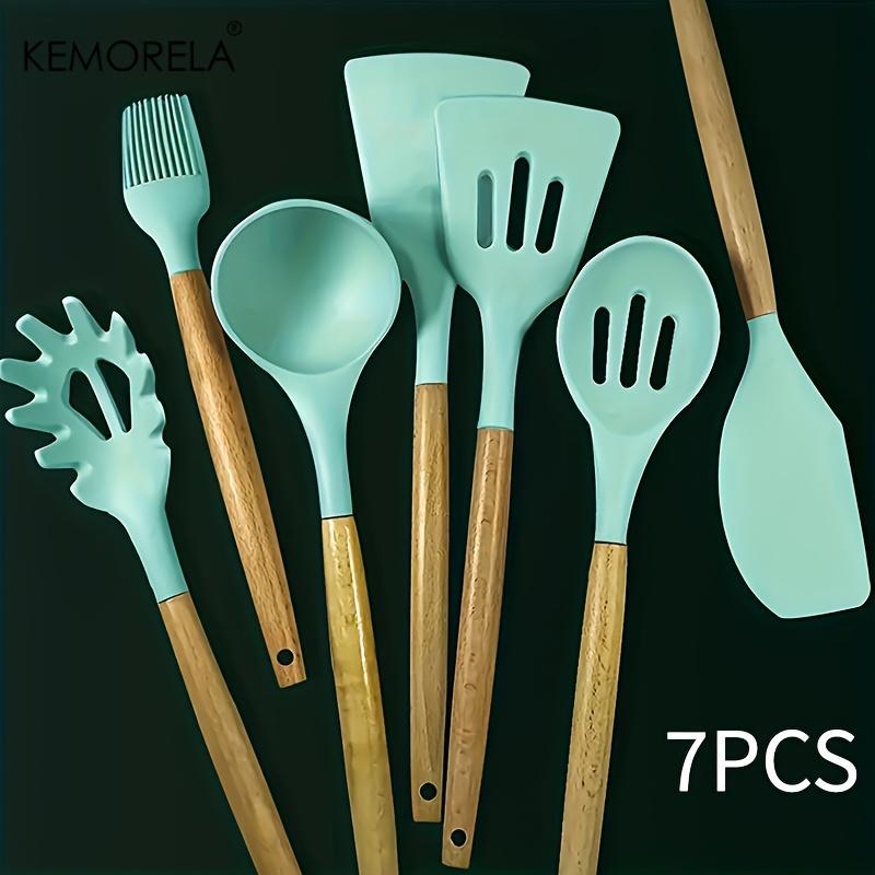 Набор из 7 предметов термостойкой силиконовой кухонной утвари с деревянными ручками - Кухонные инструменты пищевого класса для приготовления пищи, выпечки и сервировки зелёный
Набор из 7 предметов термостойкой силиконовой кухонной утвари с деревянными ручками - Кухонные инструменты пищевого класса для приготовления пищи, выпечки и сервировки зелёный