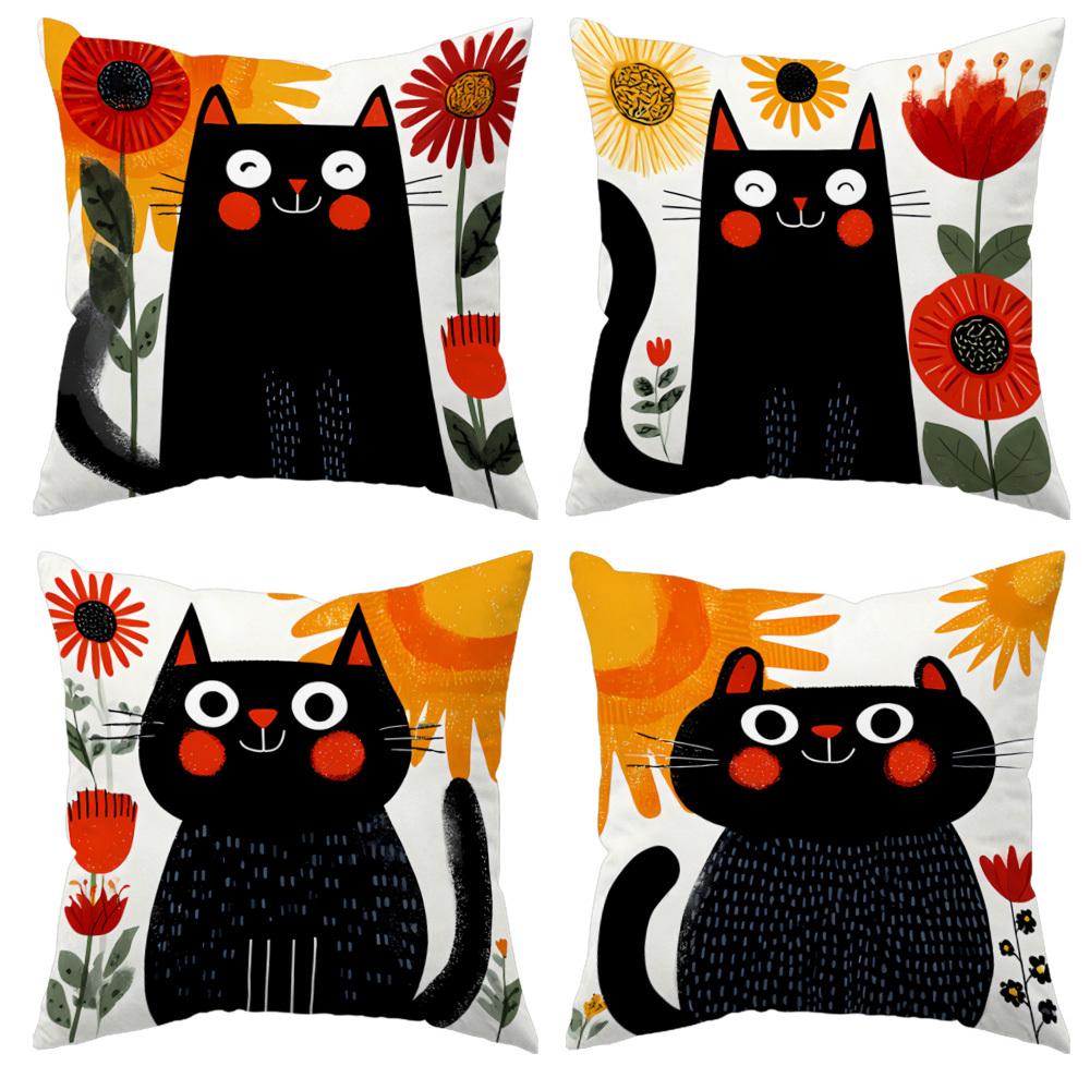 4 Piece Pillow Cover Set Cat Themed Design Perfect For Spring And Summer Decor Featuring An Enchanting Scene Of A Black Cat 35x35cm 4pcs
4 Piece Pillow Cover Set Cat Themed Design Perfect For Spring And Summer Decor Featuring An Enchanting Scene Of A Black Cat 35x35cm 4pcs