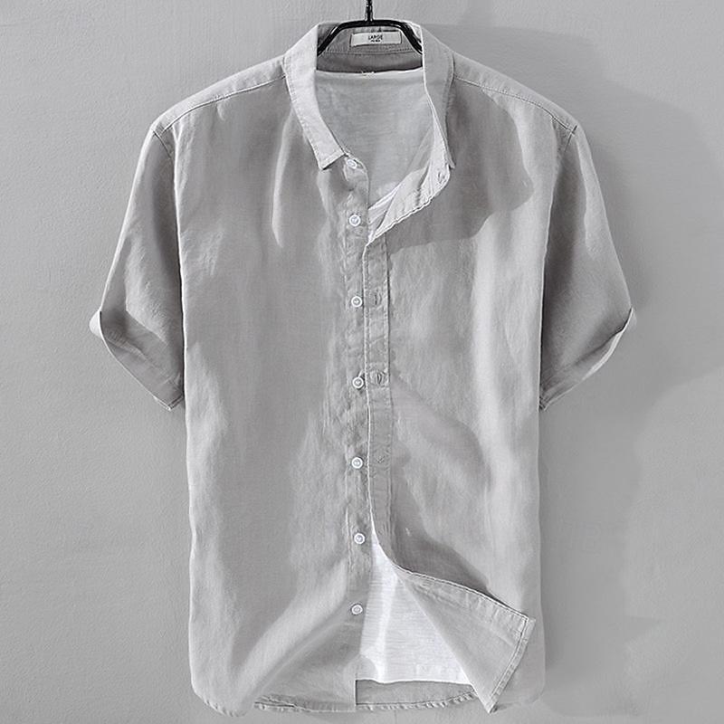 Hawaiian men s short-sleeved tops solid color fashion shirts men s tops 100% cotton and linen slim fit street outdoor daily M
Hawaiian men s short-sleeved tops solid color fashion shirts men s tops 100% cotton and linen slim fit street outdoor daily M