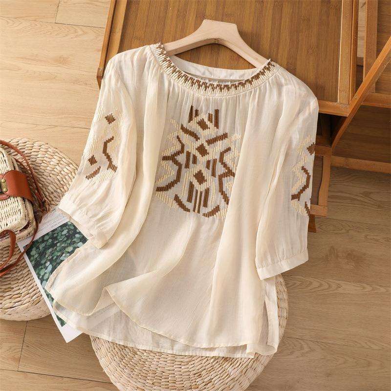 Embroidered Cotton and Linen Five-point Sleeve Shirt Women s Summer Loose and Thin Round Neck Pullover Linen Western Style Blouse 4XL абрикосовий
Embroidered Cotton and Linen Five-point Sleeve Shirt Women s Summer Loose and Thin Round Neck Pullover Linen Western Style Blouse 4XL абрикосовий