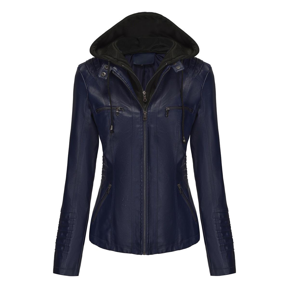 Black Hooded Zip Front PU Leather Jacket (Multiple Colors) 7XL темно-синього кольору
Black Hooded Zip Front PU Leather Jacket (Multiple Colors) 7XL темно-синього кольору