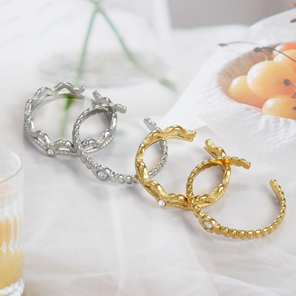 Винтажные открытые кольца на палец из нержавеющей стали для женщин, изысканное регулируемое кольцо золотого цвета с геометрическим рисунком, модные ювелирные изделия
Винтажные открытые кольца на палец из нержавеющей стали для женщин, изысканное регулируемое кольцо золотого цвета с геометрическим рисунком, модные ювелирные изделия