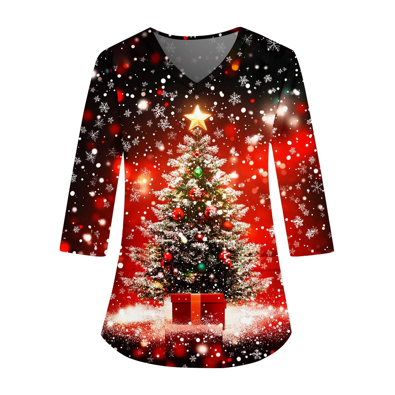 Женская модная и повседневная рождественская футболка с рукавом три четверти XL винный
Женская модная и повседневная рождественская футболка с рукавом три четверти XL винный