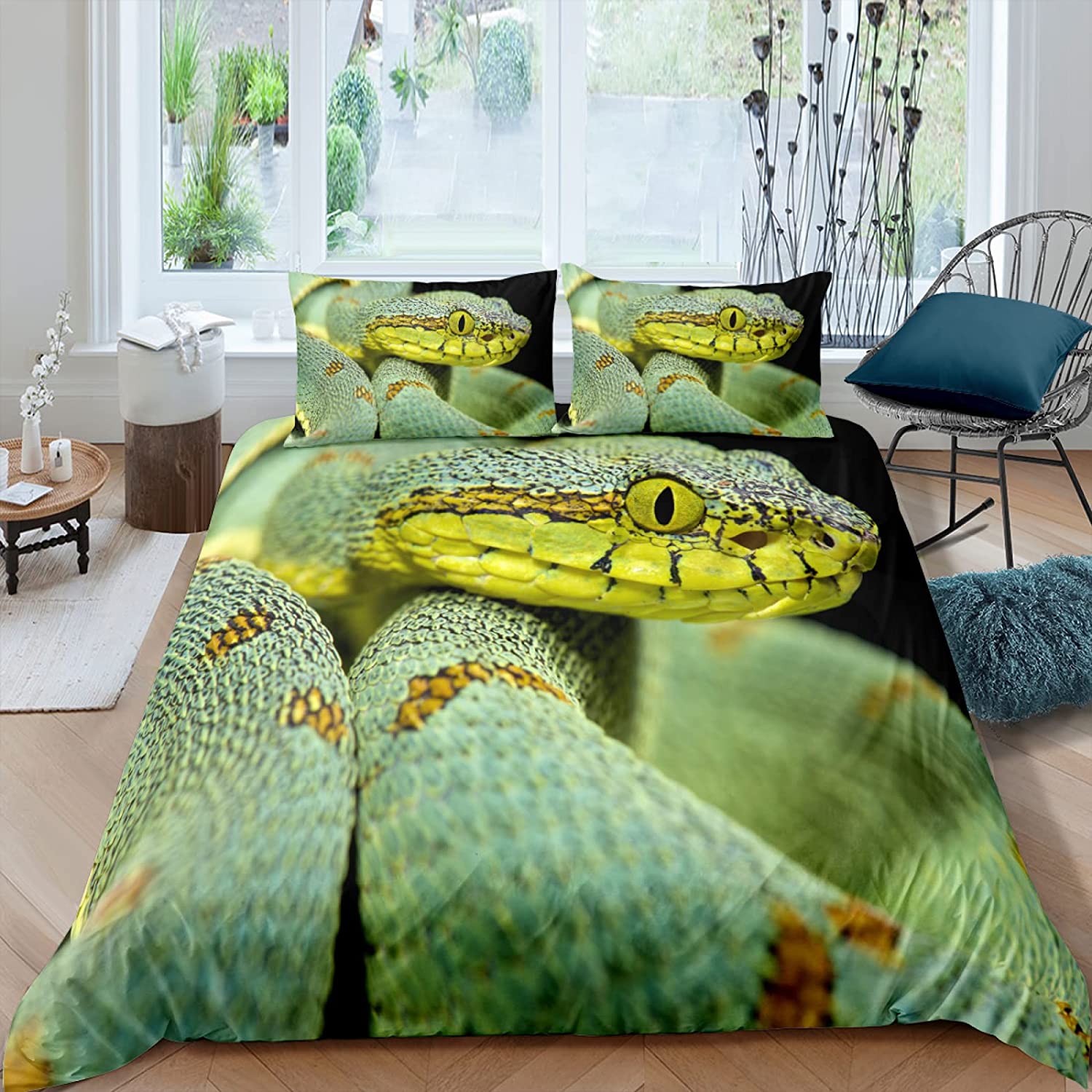 Green Snake Quilt Cover - Animal Theme Bedclothes, Ideal for Boys & Men in Double, Queen & King Sizes (135x200cm)
Green Snake Quilt Cover - Animal Theme Bedclothes, Ideal for Boys & Men in Double, Queen & King Sizes (135x200cm)