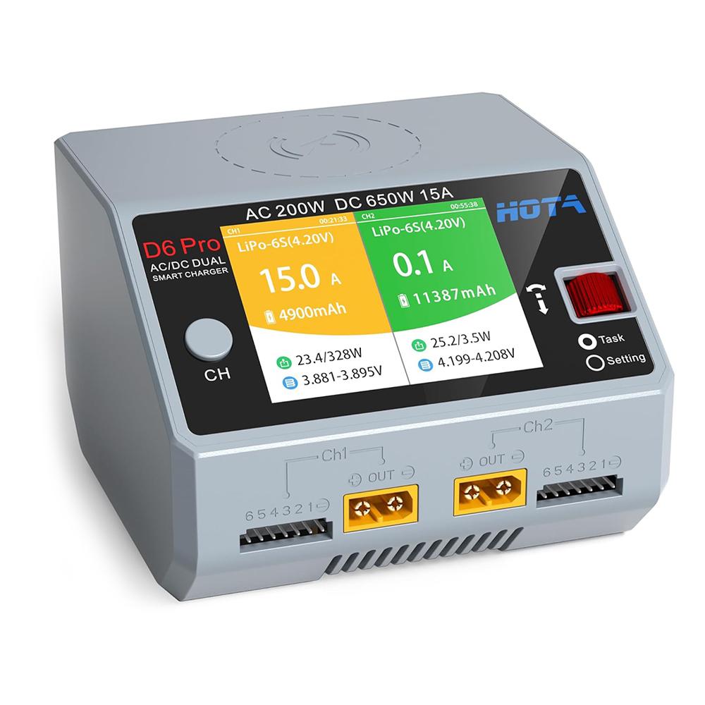 D6 Pro Зарядний пристрій для ліпо-акумуляторів Двоканальний Розумний Зарядний пристрій AC200W DC650W Балансний Зарядний пристрій для RC Lipo NiMH Акумуляторів Запасні частини для дронів EU Plug
D6 Pro Зарядний пристрій для ліпо-акумуляторів Двоканальний Розумний Зарядний пристрій AC200W DC650W Балансний Зарядний пристрій для RC Lipo NiMH Акумуляторів Запасні частини для дронів EU Plug