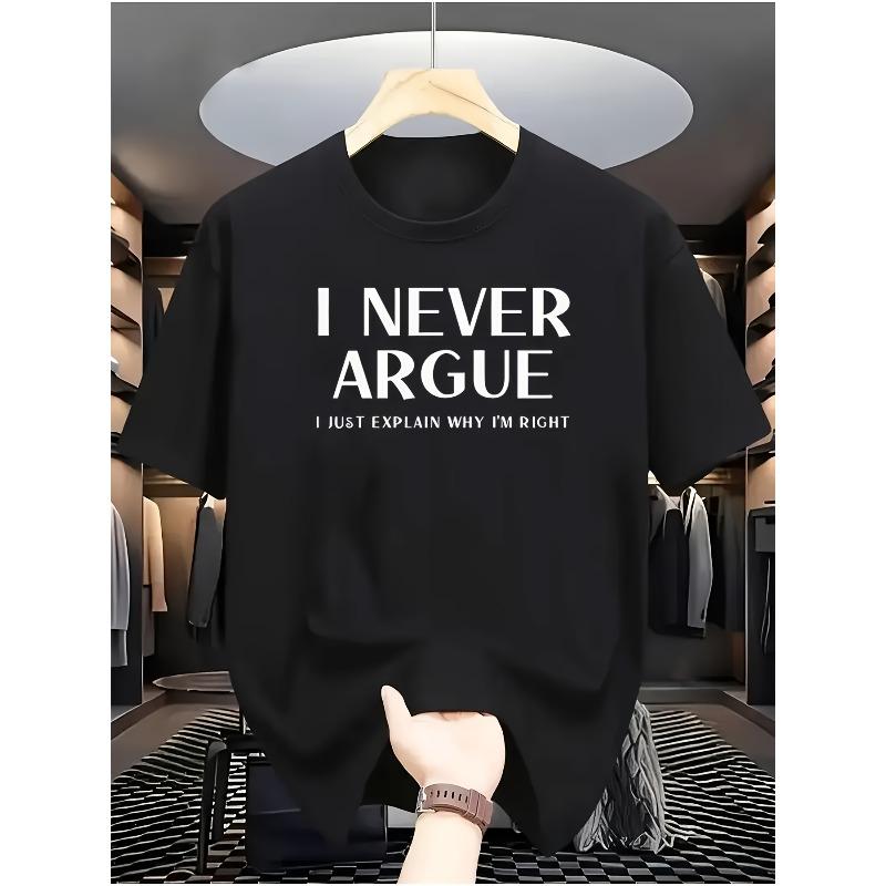 European sizes Text Style: I NEVER ARGUE I JUST EXPLAIN WHY I M RIGHT Casual Short-Sleeve T-Shirt with Printed Text 4XL чорний
European sizes Text Style: I NEVER ARGUE I JUST EXPLAIN WHY I M RIGHT Casual Short-Sleeve T-Shirt with Printed Text 4XL чорний