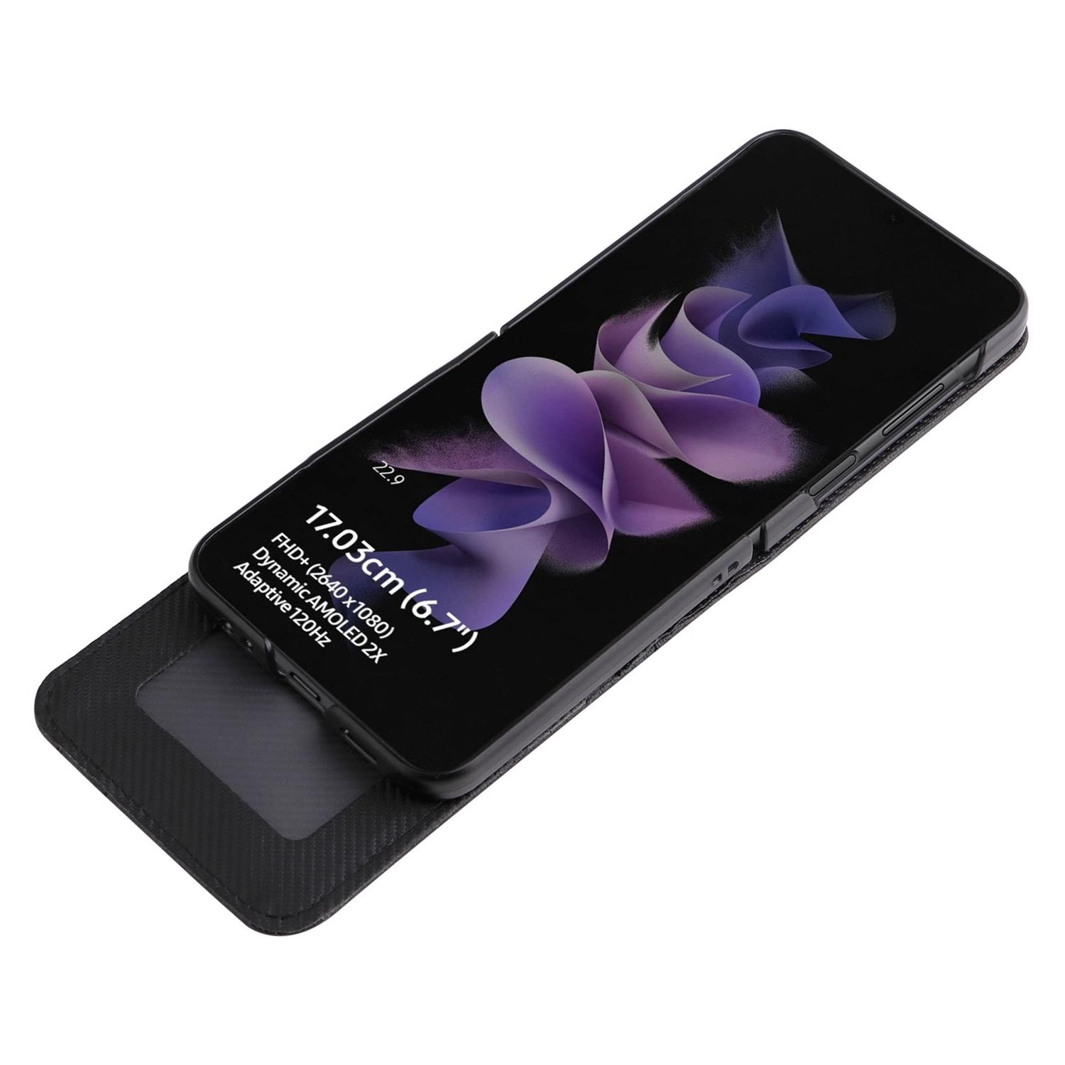 For Samsung Galaxy Z Flip3 5G PU Leather Phone Case Carbon Fiber Texture Card Holder Anti-drop Folding Cover Protector Black
For Samsung Galaxy Z Flip3 5G PU Leather Phone Case Carbon Fiber Texture Card Holder Anti-drop Folding Cover Protector Black