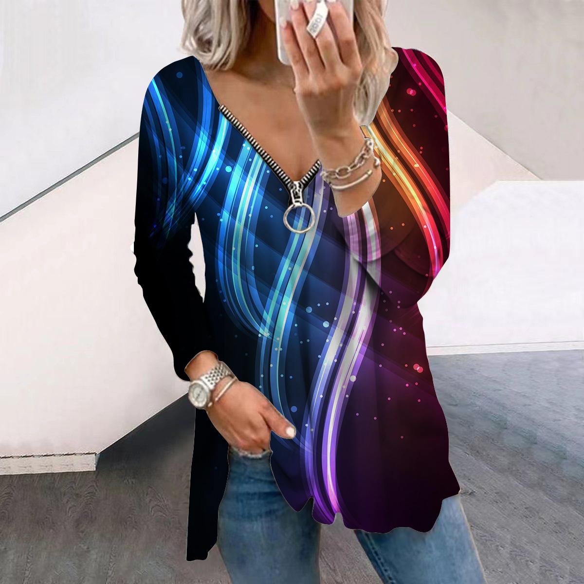 Женские осенние градиентные цветные легкие футболки с длинным рукавом с принтом, свободные футболки с V-образным вырезом больших размеров, удобные блузки 4XL синий
Женские осенние градиентные цветные легкие футболки с длинным рукавом с принтом, свободные футболки с V-образным вырезом больших размеров, удобные блузки 4XL синий