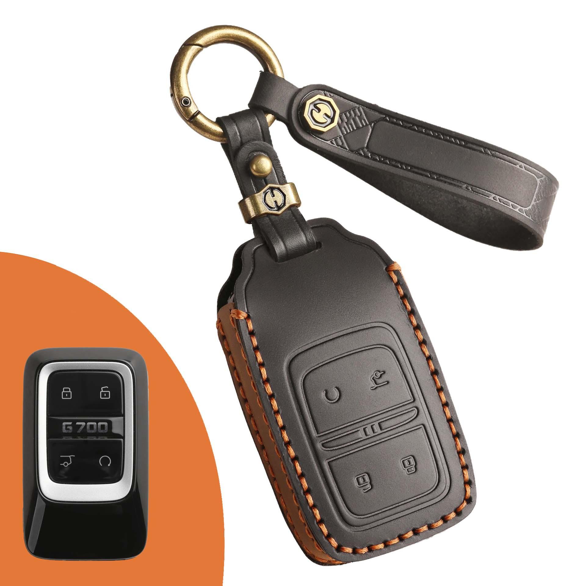 Pure handmade leather key cover, suitable for Jietu Zongheng G700 key bag, cowhide retro and old чорний
Pure handmade leather key cover, suitable for Jietu Zongheng G700 key bag, cowhide retro and old чорний