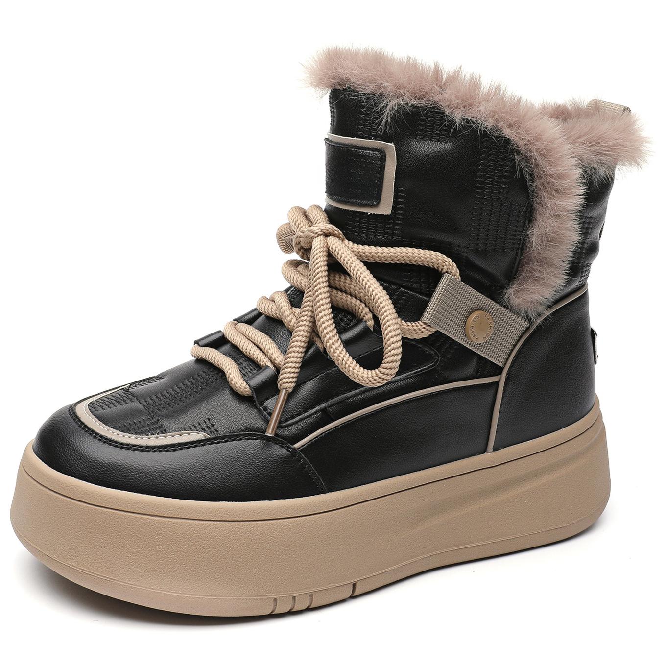 Женские зимние ботинки на толстой платформе, нескользящие ботильоны на шнуровке с подкладкой из искусственного меха, теплые удобные короткие ботинки для женщин 35 чёрный
Женские зимние ботинки на толстой платформе, нескользящие ботильоны на шнуровке с подкладкой из искусственного меха, теплые удобные короткие ботинки для женщин 35 чёрный