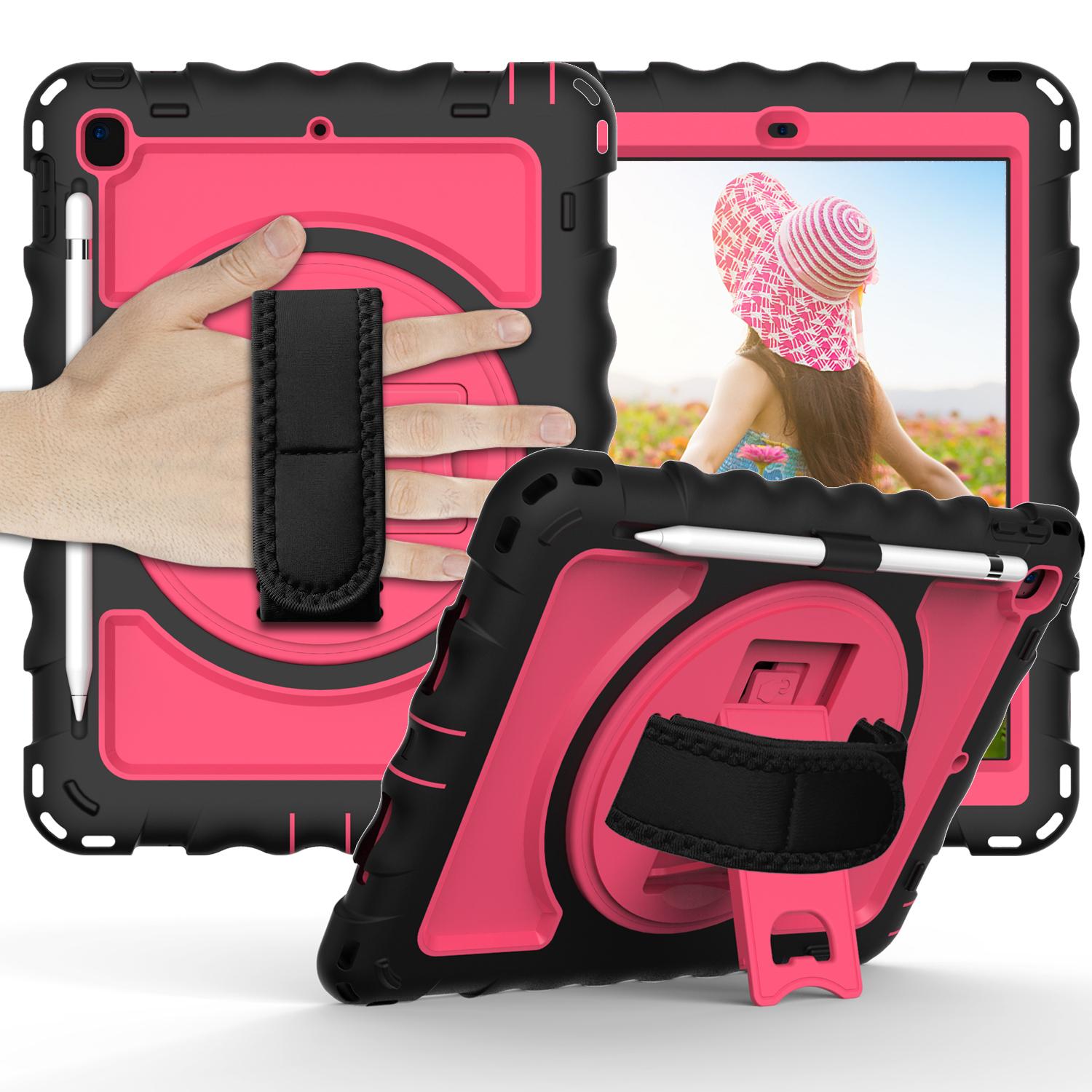 Kickstand Case for iPad Pro 9.7 inch (2016)/iPad 9.7-inch (2017)/(2018)/iPad Air 2 Silicone+PC Tablet Cover with Shoulder Strap Black+Rose
Kickstand Case for iPad Pro 9.7 inch (2016)/iPad 9.7-inch (2017)/(2018)/iPad Air 2 Silicone+PC Tablet Cover with Shoulder Strap Black+Rose