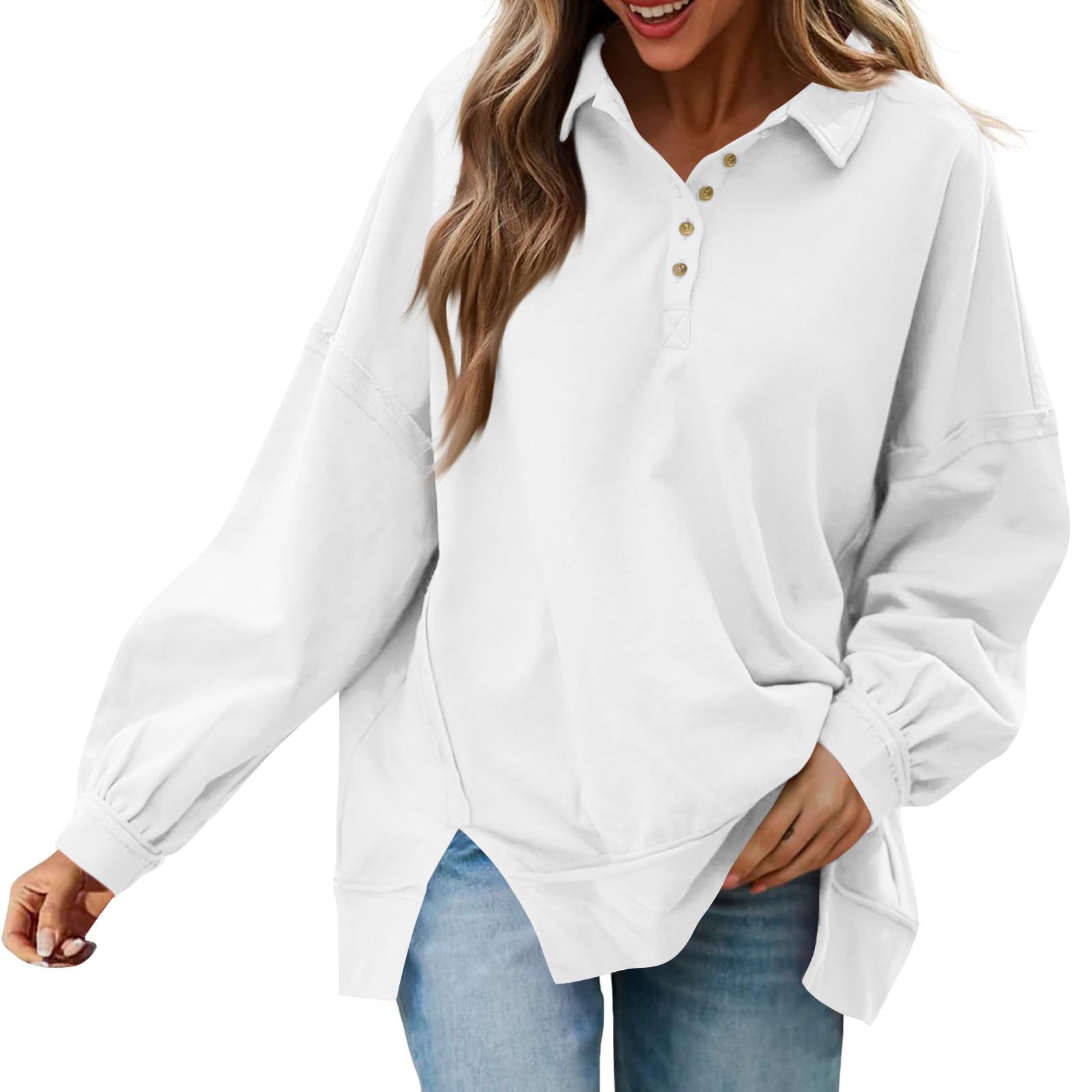 Женские негабаритные пуловеры со свободными рукавами и воротником на пуговицах, толстовки, топы S белый
Женские негабаритные пуловеры со свободными рукавами и воротником на пуговицах, толстовки, топы S белый